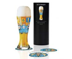 Thomas Marutschke - Bicchiere da birra di frumento in cristallo da 500 ml, con 5 sottobicchieri