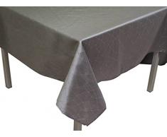 Soleil docre 814410 Fiesta - Tovaglia quadrata in poliestere, stampa argento, dimensioni 180 x 180 cm, Poliestere, grigio, 180 x 180 cm