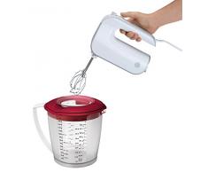 Westmark Caraffa graduata con paraschizzi, coperchio e beccuccio, Plastica, Capacità: 1,4 litri, Helena, Trasparente/Rosso, 3105227R