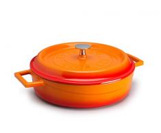Pentole Agnelli COGHSRP10628O Linea Ghisa Slowcook Casseruola Bassa, 28 cm, 3.4 l, Arancione