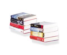 LIFA LIVING Mensole Invisibili per Libri in Un Set da 2, Libreria a Muro sospesa, Scaffali Piccoli in Metallo, Colore Bianco, capacitÃ Fino a 6 kg