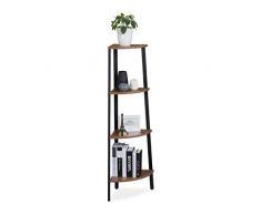 Relaxdays Scaffale ad Angolo, Cucina, Corridoio Salotto, Design Vintage, Mobile a Scala, HLP 125x48x32 cm, Nero/Marrone