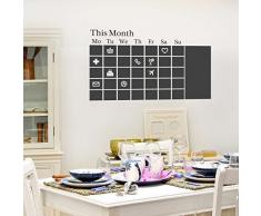 rimovibile Autoadesivo Adesivi da parete lavagna calendario arte murale decalcomania vinile DECORAZIONE CASA fai-da-te VIVENTE camera letto carta parati cameretta bimbi regalo 130x76 cm, Multicolore