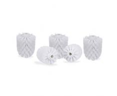Relaxdays 10021026_49 Set 5 Spazzole per Scopino Water, Ricambio Spazzolone WC, Filetto 12 mm Accessori da Bagno Diametro 8 cm Bianco