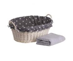 Ovale WEIDE Ciotola in Beige, Cesto per la Biancheria in Vimini, WEIDE Vasca in Bianco, Cestino in Vimini a Forma di Vasca da Bagno