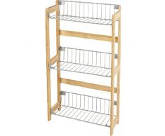 Mensola da Cucina portaspezie portaoggetti 33x42x13 cm 3 ripiani in bamboo e metallo