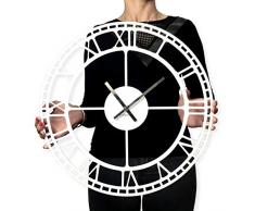 FLEXISTYLE Orologio da Parete Vintage in Metallo, Nero, 50 cm, Soggiorno, Camera da Letto, Made in EU