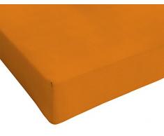 Italian Bed Linen Max Color Lenzuolo sotto Singolo, 100% Cotone, Zucca, 90 x 200 cm