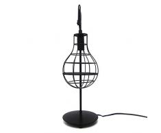 Rebecca Mobili Lampada da scrivania, abat Jour Nera Stile Contemporaneo, di Metallo, per Sala Camera da Letto - Cavo 150 cm - Misure 48 x 15 x 23 cm (HxLxP) - Art. RE6271