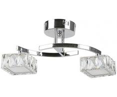 Interfan lampada da soffitto LED 2Â luci con paralumi, Argento