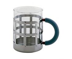 Alessi - MGMUG - Mug in acciaio inossidabile 18/10 lucido e vetro pirofilo. Manico in PA, azzurro.