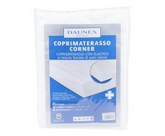 Daunex Corner Coprimaterasso, 100% Cotone, Bianco, Singolo, 90x200x2 cm