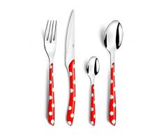Amefa 2234AAMBA1B60 ECLAT - Servizio di posate a pois, 16 pezzi, ABS Acciaio Inox SAN, rosso, MÃ©nagÃ¨re 16 couverts pour 4 personnes
