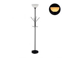 Relaxdays, Nero Lampada da Terra con Appendiabiti, 8 Ganci, Design Moderno, E27, Metallo, HxD 180x33 cm, 1 Pz