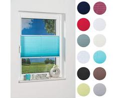 K-home Klemmfix Palma, Tenda plissetata, Blu (Iceblau), 45 x 130 cm