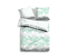 Tom Tailor 0049768 - Biancheria da letto in linone, con federa per cuscino in cotone, 1 copripiumino da 155 x 220 cm e 1 federa da 80 x 80 cm, colore: verde menta