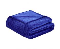 AmazonBasics - Coperta di pile, lavorata a sbalzo, Blu, 220 x 240 cm