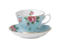 Royal Albert Polka Blu Espresso Tazza e piattino Vintage