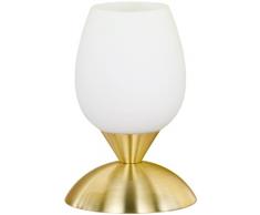 Reality R59431008 Cup Lampada Tavolo, 1xE14, 40 W, Ottone satinato/Bianco, 18 cm, metallo;metallo/vetro