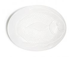 Excelsa White Home Piatto Portata Pesce, Ceramica, Bianco, 36x46x5 cm
