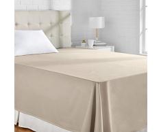 AmazonBasics - Lenzuolo piano, in rasatello di cotone, 400 fili, anti-piega, 230 x 260 + 10 cm - Grigio