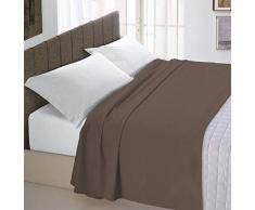Italian Bed Linen Max Color Lenzuolo Sopra Tinta Unita, 100% Cotone, Matrimoniale, Marrone, 240 x 300 cm