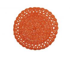 Villa d’Este Home Tivoli Uncinetto Tovaglietta Tonda, Rafia, Arancio, 38 x 38 cm