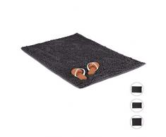 Relaxdays Tappeto da Bagno Shaggy, Tappetino Morbido, Assorbente, Antiscivolo, Microfibra, Grigio, LxP: 70 x 120 cm