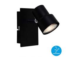 Briloner Leuchten Faretto da Parete a LED, 1 Luce, Girevole, 1 x GU10, 5 Watt, 460 Lumen, 3.000 Kelvin, Nero 5 W