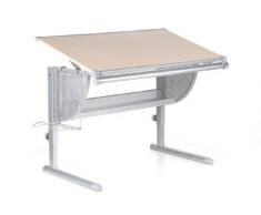 HJH Office 705010 Scrivania per bambini NENOS faggio/argento, inclinabile per lavorare con ergonomia, lavorazione di ottima qualità, alta stabilità, portazaino laterale, portamatite