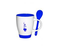 Bialetti RTATZ352 - Mug con Logo, Colore: Bianco + Cucchiaio in gres, Colore: Rosso