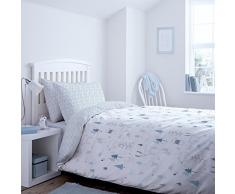 Bianca Kids Copripiumino Letto 90, 100% Cotone, Blue, 160Â x 220Â + 50Â x 110, 2