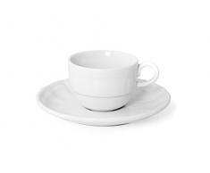 H&H 4365059 Tazza Caffe con Piatto Porcellana Alba, Bianco