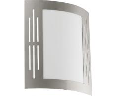 EGLO 82309 - Lampada da Parete in Acciaio Inox e plastica Bianca, Modello City, 1x 15W, Attacco E 27 (Lampadina Non Inclusa), IP33, 24 x 27 cm