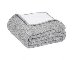 AmazonBasics - Coperta double-face, un lato lavorato a maglia mÃ©lange e un lato in pile Sherpa, Grigio, 150 x 200 cm