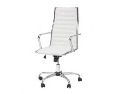 Cribel Pandora Poltrona Presidenziale, Metallo Cromato, Finta Pelle, Bianco