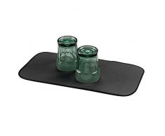 InterDesign iDry Tappetino lavello, Piccolo e sottile tappetino cucina in poliestere per asciugatura veloce delle stoviglie, nero/bianco