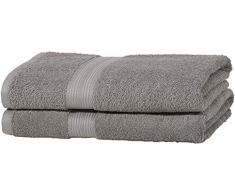 AmazonBasics - Set di 2 asciugamani da bagno che non sbiadiscono, colore Grigio