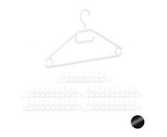 Relaxdays 10026611_1007 XXL di Grucce, Asta per Pantaloni e Astina per Cravatte, Gancio Girevole a 360Â°, Set da 50, Bianco, PP, 22,00 x 41,00 x 1,00cm