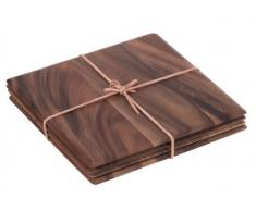 T&G Woodware Toskana Set 4 tovagliette rettangolari in Legno di Acacia con Fascia di Pelle