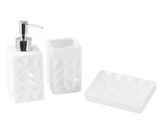 H&H Pengo H13100010 Set Bagno, Ceramica Ponza, 3 Pezzi, Bianco, 22x7x24 cm, 3 unitÃ
