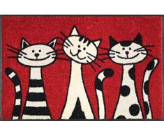 Wash+Dry - Tappeto Three Cats 50x75, Rosso