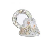 YANKEE CANDLE Gold/Pearl Crackle - Paralume e Piatto, in Vetro, Misura Piccola, Multicolore