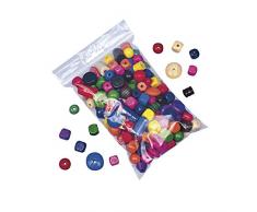 Rayher Hobby 1209800 Perline di Legno, Colorate, Diametro 4-25 mm, Il Sacchetto 250g