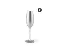 Excelsa Platinum Set 6 Calici Flute, Vetro, Argento