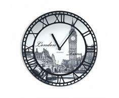 FLEXISTYLE Orologio da Parete Londra London Vintage, 38 cm, Silenzioso, Ovale, Soggiorno, Camera da Letto, Ufficio