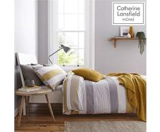 Catherine Lansfield Newquay Stripe Set Copripiumino, Policotone, Charcoal, Singolo