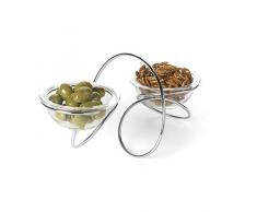 Black+Blum Ciotola per Snack con Doppio Anello, Acciaio, Argento, 30.00 x 20.50 x 12.00 cm