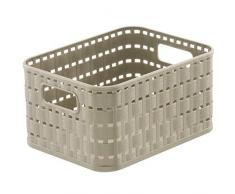 Sundis Rotho 1166707422 Cesta Country Effetto Rattan in plastica (PP), Contenitore di Design, capienza Circa 2 l, Formato A6, Circa 18,3 x 13,7 x 9,8 cm, Cappuccino
