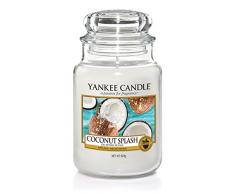 Yankee candle Coconut Splash Candela Profumata, Candele in Giara, Bianco Coconut Splash, grande